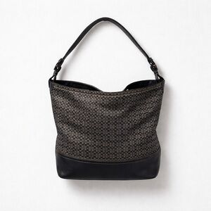 Vintage Coach Purse Hobo Bucket Bag Shoulder Bag Black Gray Signature F11666